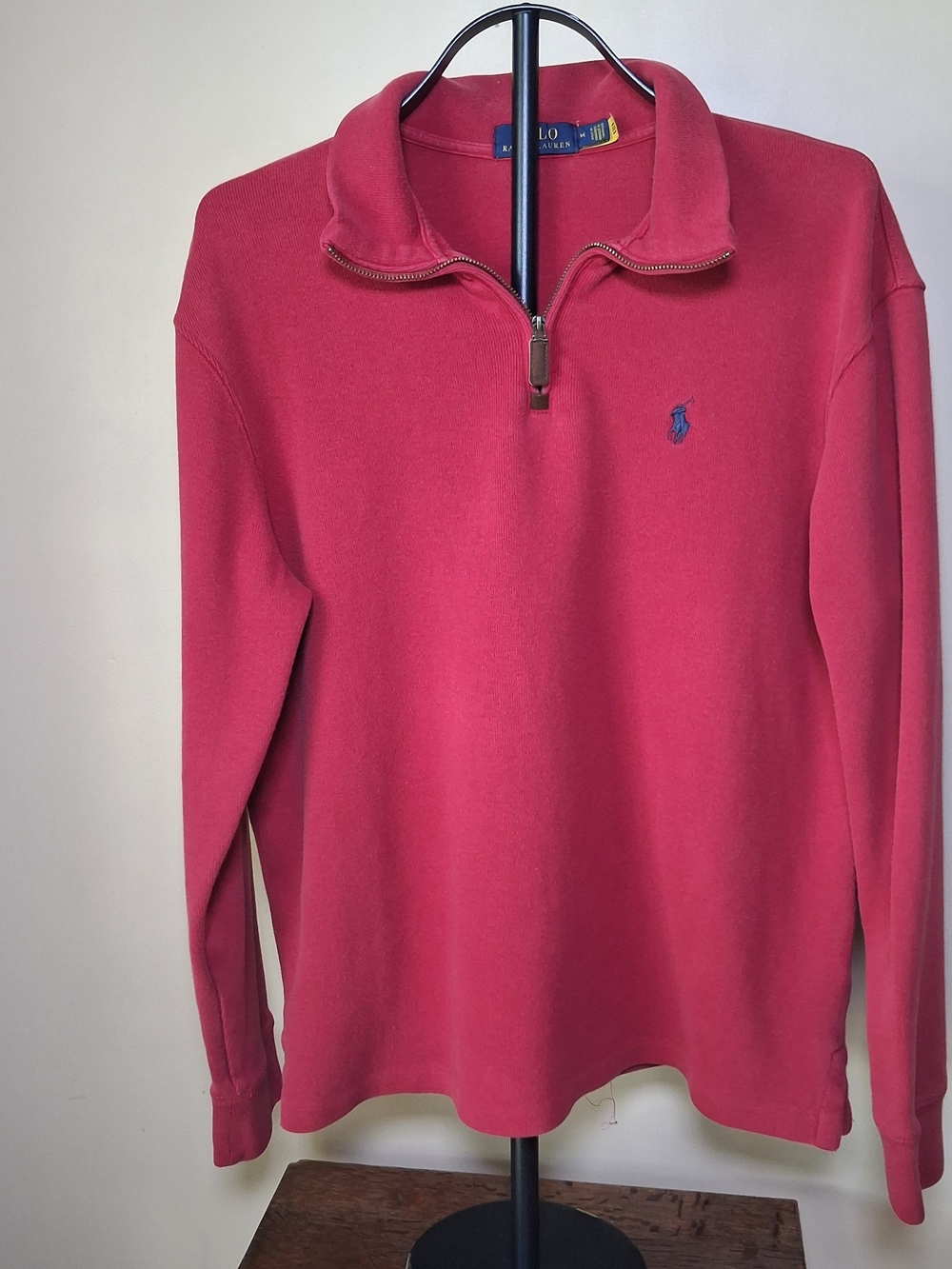 Polo Ralph Lauren Men's Red 1/4 Zip Pullover Sweater; Sz. M; 100% Cotton